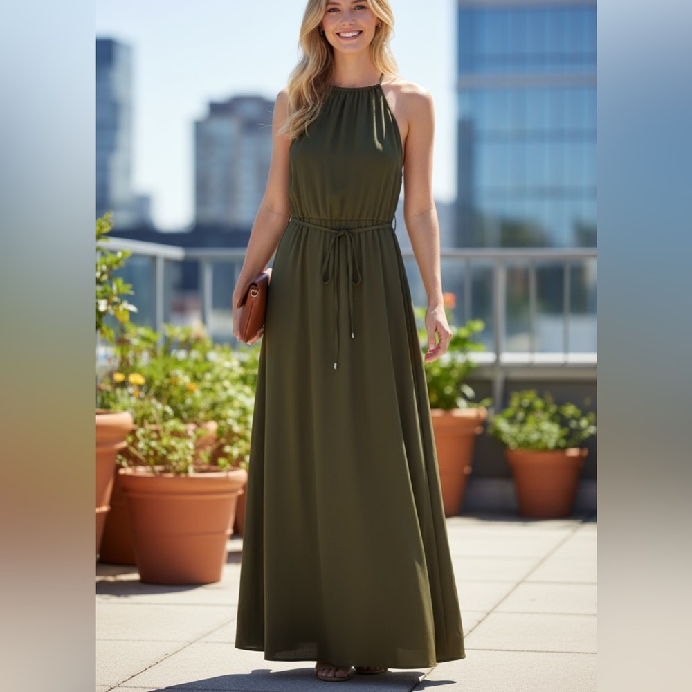 Ted Baker Olive Halter Maxi Dress